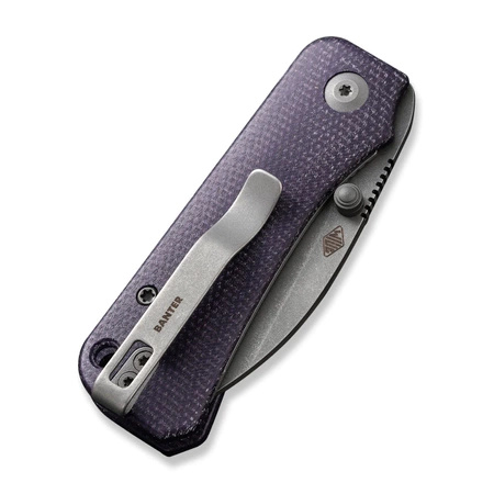 Civivi Baby Banter Wharncliffe Purple Canvas Micarta Folding Knife, Grey Stonewashed Nitro-V by Ben Petersen (C19068SC-2)