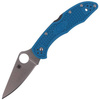 Spyderco Delica 4 FRN Blue Flat Ground Plain Folding Knife (C11FPBL)