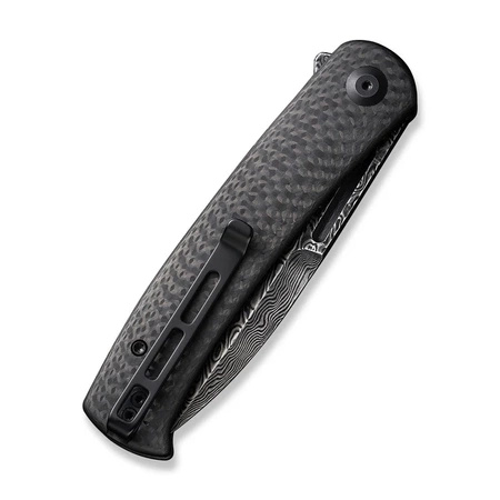Civivi Caetus Twill Carbon Fiber, Black Hand Rubbed Damascus Folding Knife (C21025C-DS1)