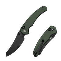 Civivi Sixgill Green Canvas Micarta Folding Knife, Black Nitro-V by Gavko Knives (C24050-3)