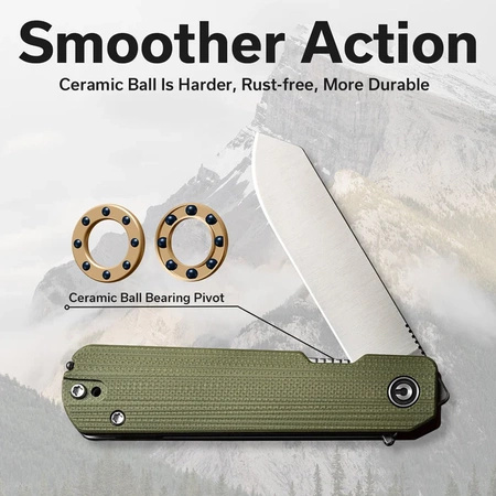 Civivi Sendy Green/Red G10 Folding Knife, Satin Nitro-V by Ben Petersen (C21004B-1)