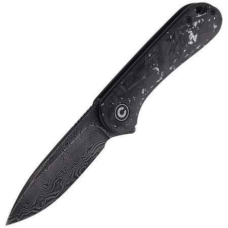 CIVIVI Elementum Flipper Knife Shredded Carbon Fiber / Silvery Shred, Black Damascus (C907C-DS2)