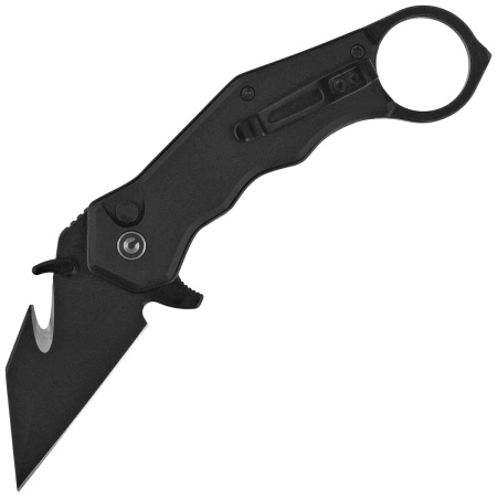 Civivi Amaroq Black Aluminum, Black Stonewashed Nitro-V Folding Karambit Knife by Tony Sentmanat (C24018-2)