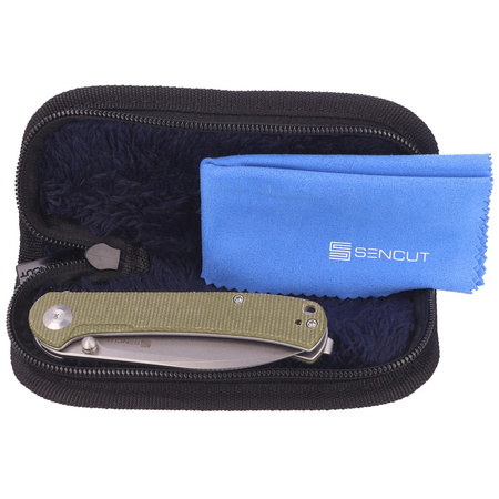 Sencut Scepter Olive Micarta Folding Knife, Stonewashed 9Cr18MoV (SA03E)