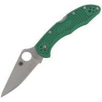 Spyderco Delica 4 FRN Green Flat Ground Plain Folding Knife (C11FPGR)