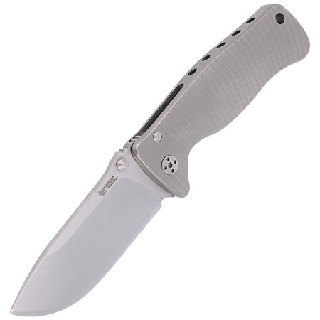 LionSteel SR2 Titanium Grey, Satin Blade Folding Knife (SR2 G)