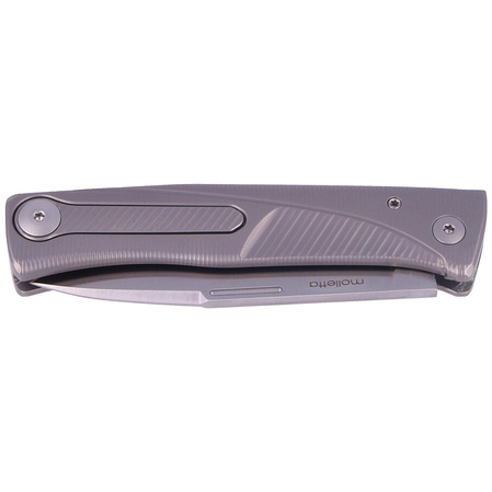 LionSteel Thrill Grey Titanium, Satin M390 folding knife by Molletta (TL GY)