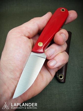 Brisa Necker 70 Flat knife - Red Micarta - Leather scabbard