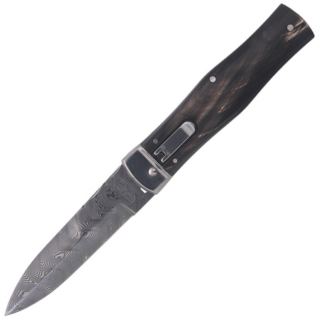 Mikov Predator Damascus Buffalo Horn Knife (241-DR-1/KP)