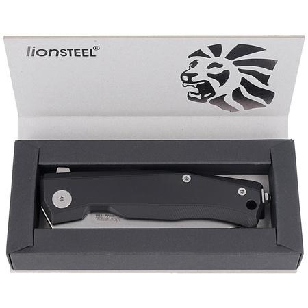 LionSteel Myto Black Aluminum Folding Knife, Stonewashed (MT01A BS)