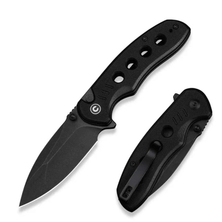 Civivi Triptych Black G10 Folding Knife, Black Stonewashed 14C28N (C23085B-1)