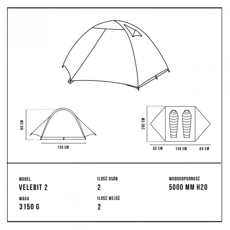 Alpinus - Velebit 2 hiking tent - green