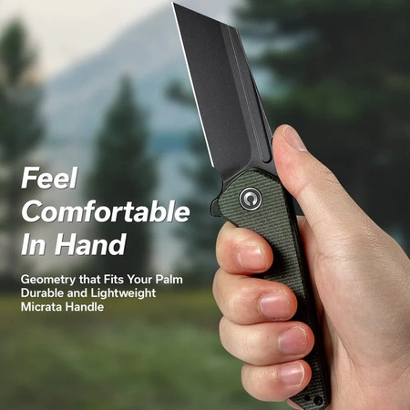 Civivi ExOne Green Canvas Micarta Folding Knife, Black Stonewashed Nitro-V by Brian Brown (C23036-3)