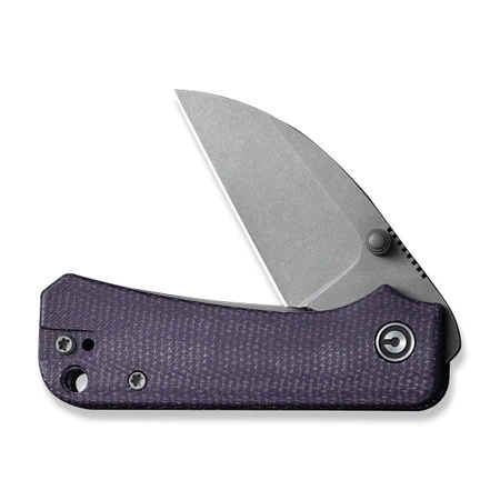 Civivi Baby Banter Wharncliffe Purple Canvas Micarta Folding Knife, Grey Stonewashed Nitro-V by Ben Petersen (C19068SC-2)