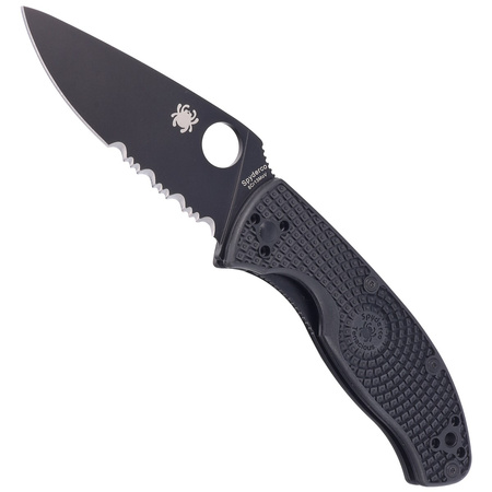 Spyderco Tenacious FRN Black, Black Blade Spyder Folding Knife (C122PSBBK)