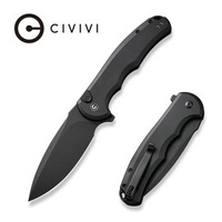 Civivi Button Lock Praxis Black Aluminum, Black Stonewashed Nitro-V Folding Knife (C18026E-1)