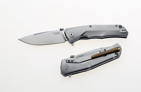 LionSteel T folding knife.R.E. Grey / Bronze Titanium, Stone Washed M390 by Molletta (TRE BR)