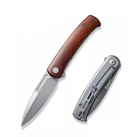 Civivi Cetos Cuibourtia Wood / Stainless Steel, Silver Bead Blasted 14C28N Folding Knife (C21025B-4)