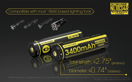 Nitecore 18650 Micro USB Battery NL1834R 3400mAh