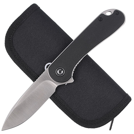 CIVIVI Elementum Flipper Black G10 knife, Satin Finish (C907A)