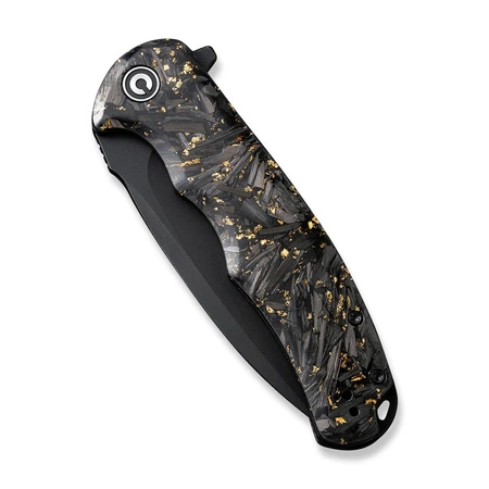 Civivi Praxis Knife Black/Gold Shredded Carbon Fiber, Black Stonewashed 9Cr18MoV (C803J)