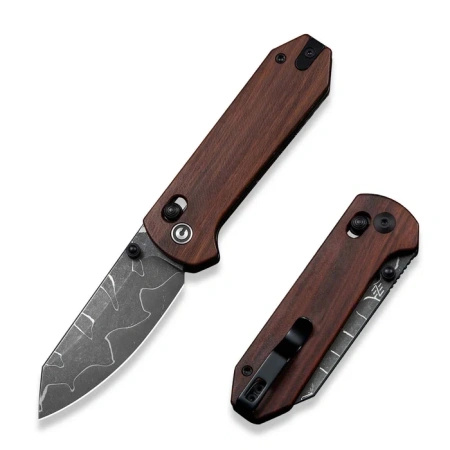 Civivi Yonder Guibourtia Wood Folding Knife, Damascus by Zac Whitmore (C23073B-DS2)