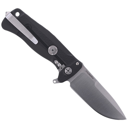 LionSteel SR22A Aluminum Black / Satin Blade Folding Knife (SR22A BS)