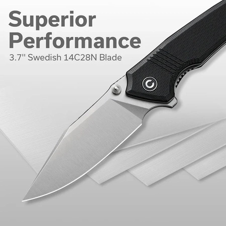 Civivi Tranquil Black G10 Folding Knife, Satin 14C28N (C23027-1)