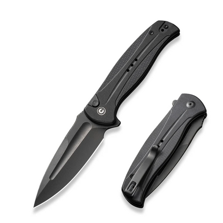 Civivi Incindie Black G10 Folding Knife, Black Stonewashed (C23053-1)