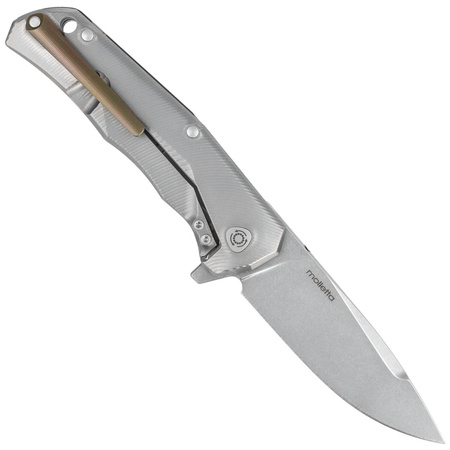 LionSteel T folding knife.R.E. Grey / Bronze Titanium, Stone Washed M390 by Molletta (TRE BR)