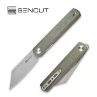 Sencut - Bronte Green Micarta Folding Knife, Gray Stonewashed 9Cr18MoV (SA08B)