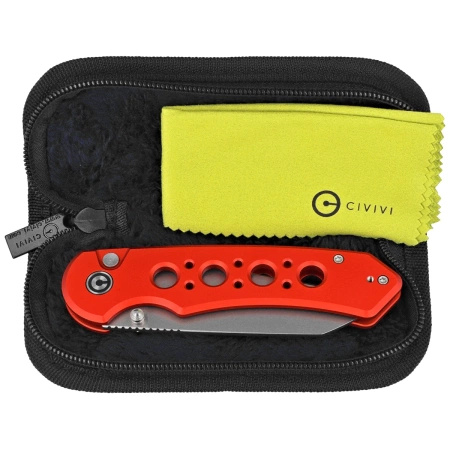Civivi Pragma Prime Red Aluminum, Stonewashed 14C28N Folding Knife (C24067-2)