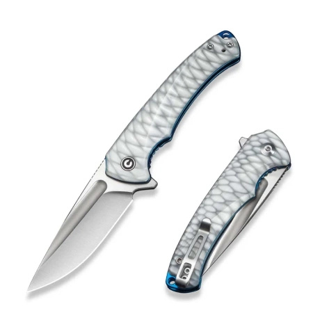 Civivi Voidflare Folding Knife Greyish White Resin, Satin 14C28N (C24040-2)