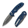 Civivi Triptych Blue Canvas Micarta Folding Knife, Damascus (C23085B-DS1)