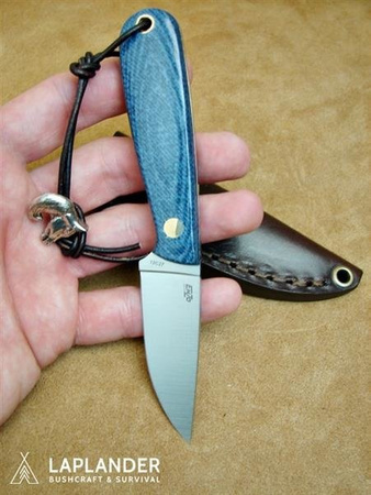 Brisa Necker 70 Flat knife - Blue Jeans Micarta - Leather scabbard