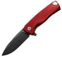 LionSteel ROK Aluminum Red, Black Blade Folding Knife (ROK A RB)