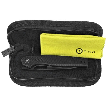 Civivi Guile Black G10, Black Stonewashed 14C28N Folding Knife by Shawn Ashmore (C24062B-1)