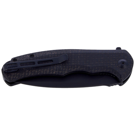 CIVIVI Praxis Black Coarse Micarta Knife, Black Stonewashed (C803G)