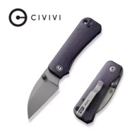 Civivi Baby Banter Wharncliffe Purple Canvas Micarta Folding Knife, Grey Stonewashed Nitro-V by Ben Petersen (C19068SC-2)