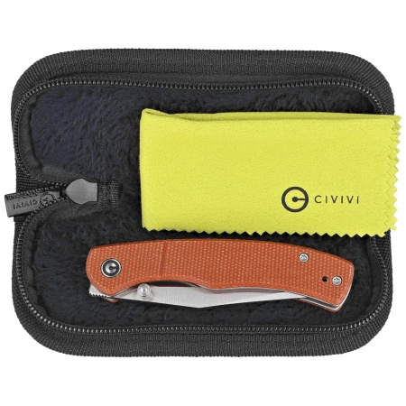 Civivi Clingman Brown Canvas Micarta Folding Knife, Black Stonewashed Nitro-V by Taylor Martin Best Damn EDC (C23065-3)