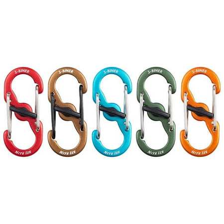 Nite Ize Carabiner - S-Biner Microlock Aluminum - 5 Pack- Blue/Red/Coyote/Green/Orange