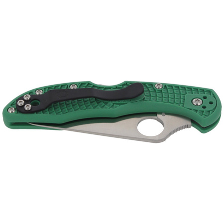 Spyderco Delica 4 FRN Green Flat Ground Plain Folding Knife (C11FPGR)