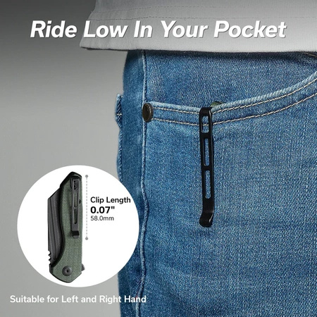 Civivi ExOne Green Canvas Micarta Folding Knife, Black Stonewashed Nitro-V by Brian Brown (C23036-3)