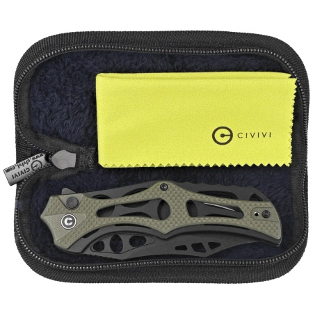 Civivi Biophase Black Aluminum / OD Green G10, Black Stonewashed Nitro-V Folding Knife (C23083C-2)