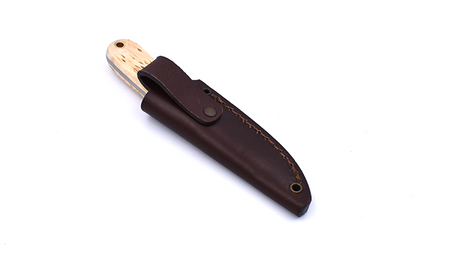 Brisa Necker 70 knife - Karelian birch - leather scabbard