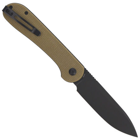 CIVIVI Button Lock Elementum Knife Olive Micarta, Black Stonewashed (C2103B)