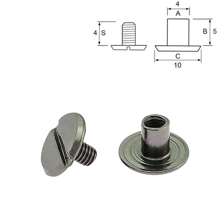 Chicago screw - Nickel - 9x5x3.5 - 10 pcs