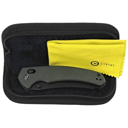 Civivi Sixgill Green Canvas Micarta Folding Knife, Black Nitro-V by Gavko Knives (C24050-3)