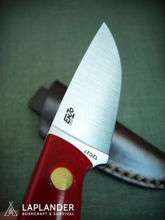 Brisa Necker 70 Flat knife - Red Micarta - Leather scabbard