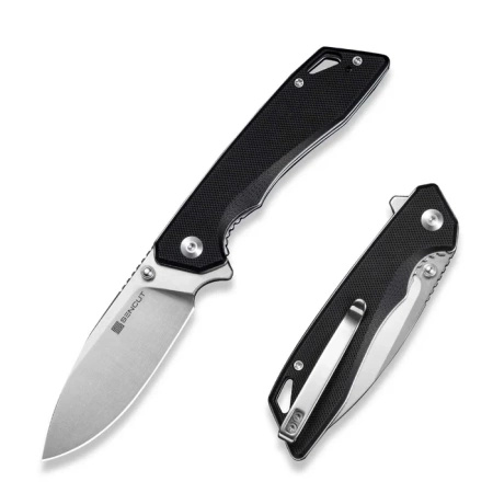 Sencut Stratex Black G10, Satin 9Cr18MoV Folding Knife (S25055-1)